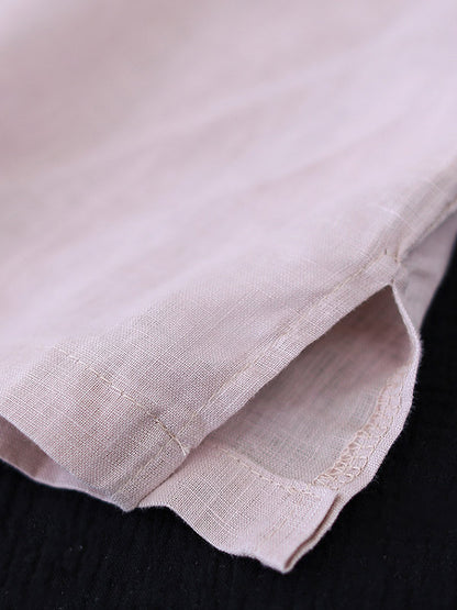 Original Linen Cartoon Printed Short Sleeve T-Shirts Tops