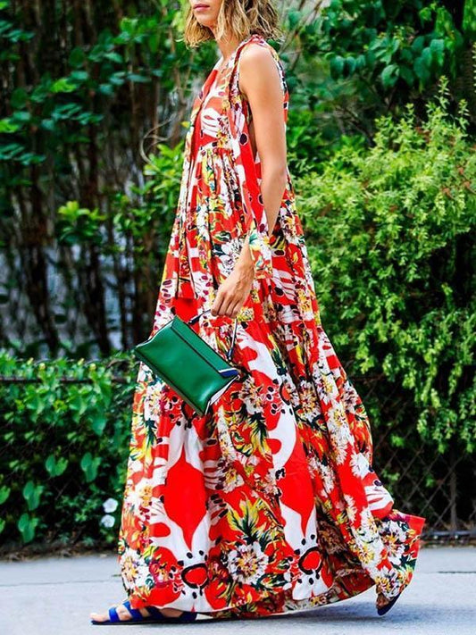 Bohemia Floral V-neck Maxi Dresses