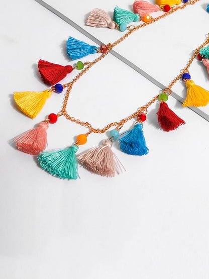 Cotton Alloy Tassel Necklaces Accessories
