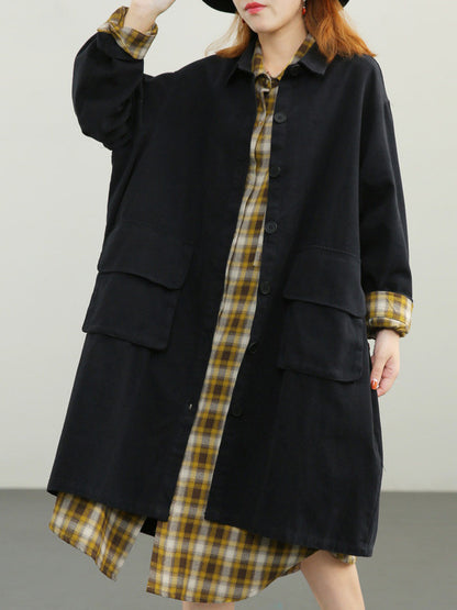Urban Solid Color Long Sleeves Lapel Trench Coats