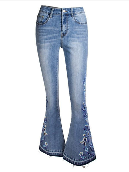 Fashion Embroidered Jean Pants Bottoms