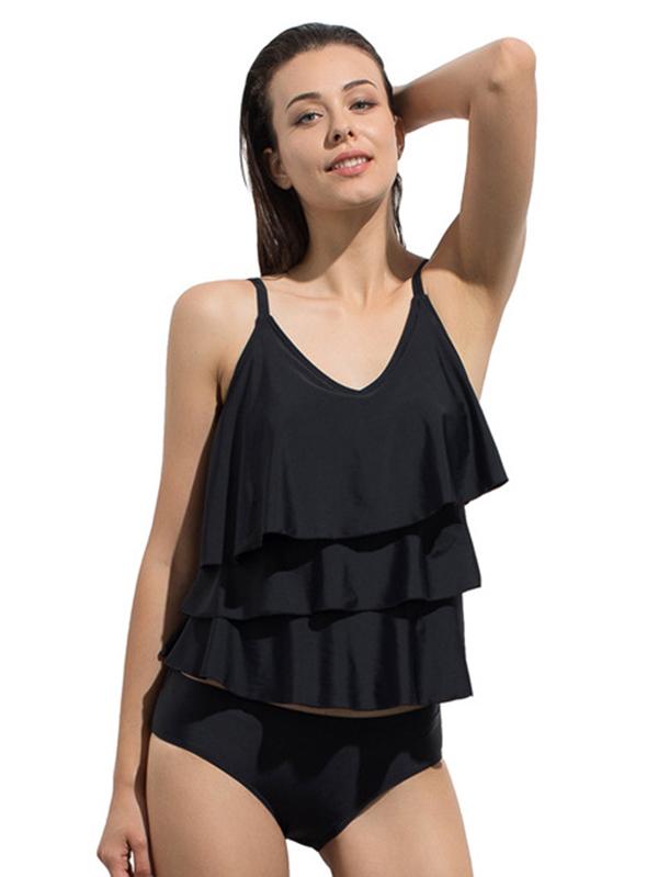 Falbala Plain Tankinis Swimwear