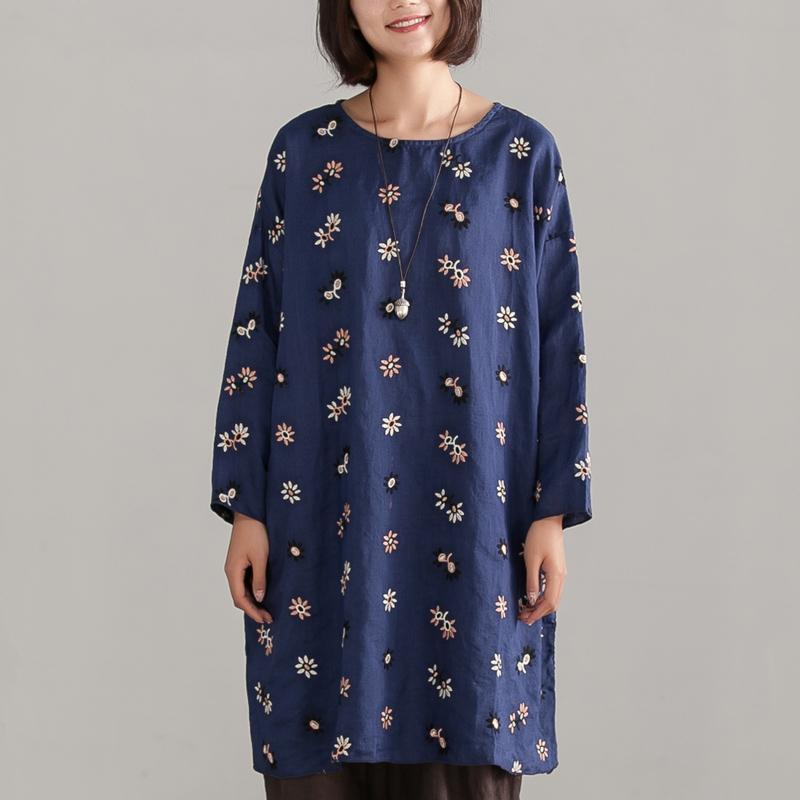 Embroidery Long Sleeve Loose Casual Women Blouse