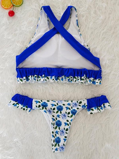 Floral Print Halter-neck Bikinis Swimwear