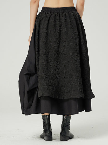 Vintage Tiered Elasticity Waist Loose Skirts