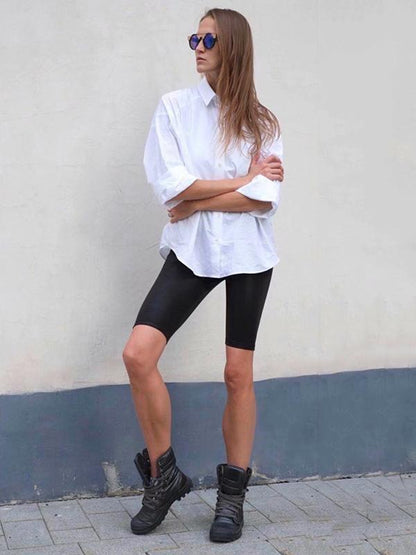 Solid Elastic Sport Shorts