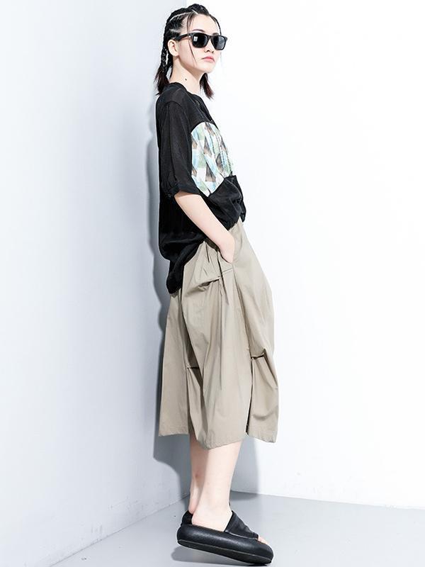 Original Solid Column A-Line Skirt