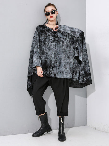 Original Cool Street Loose Irregularity Printed Round-Neck T-Shirts Tops