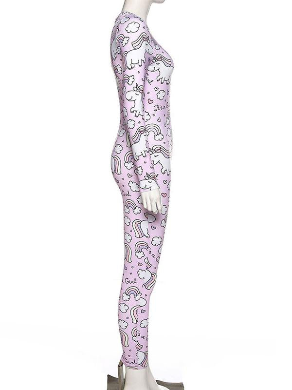 Round-Neck Printed Breathable Yoga&Gym Jumpsuits