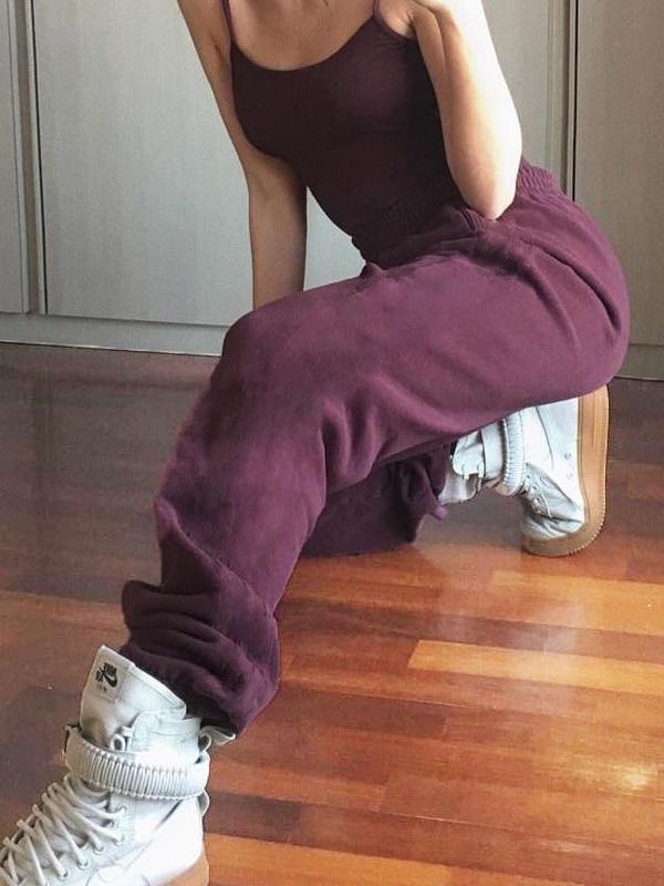 Simple Solid Color Athletic Pants