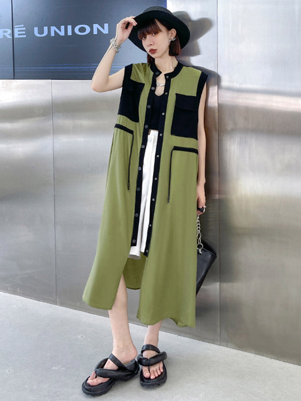 Original Sleeveless Drawstring H-Line Midi Dress