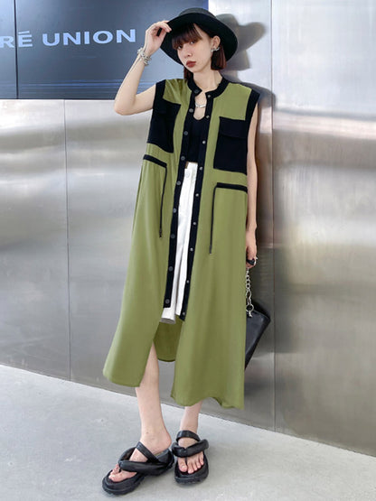 Original Sleeveless Drawstring H-Line Midi Dress