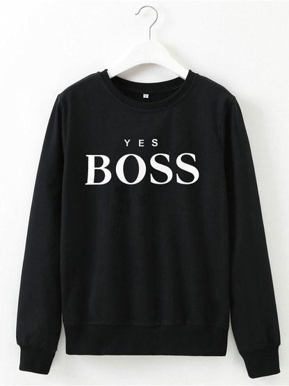 Letter Printed Round-neck Sweatershirt
