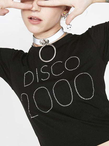Letter Printed Short Sleeves Round-neck T-Shirts Tops