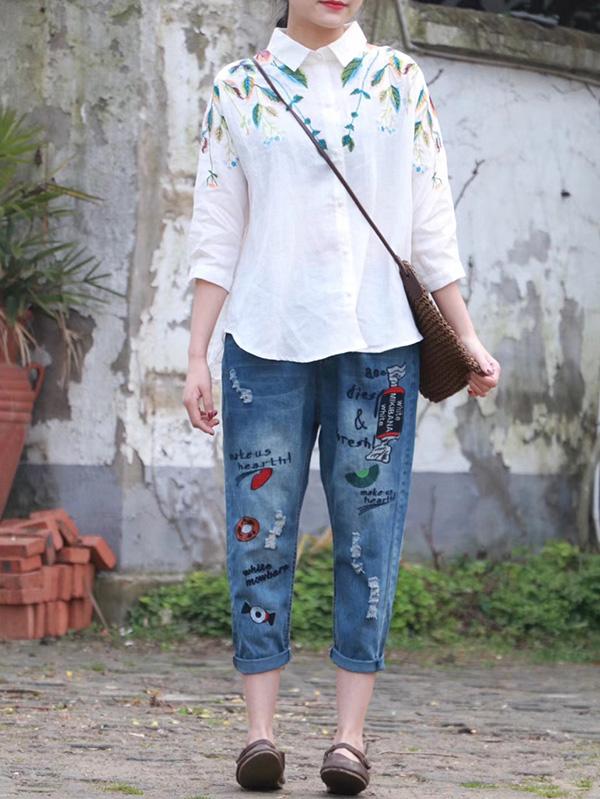 Retro Elastic Waist Harem Pants