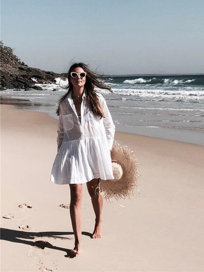 Loose Beach White Cover-ups Swimwear