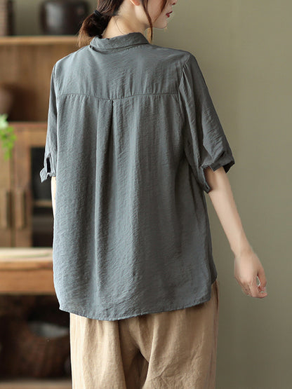 Original Ethnic Printed Lapel Shirt Blouse Tops