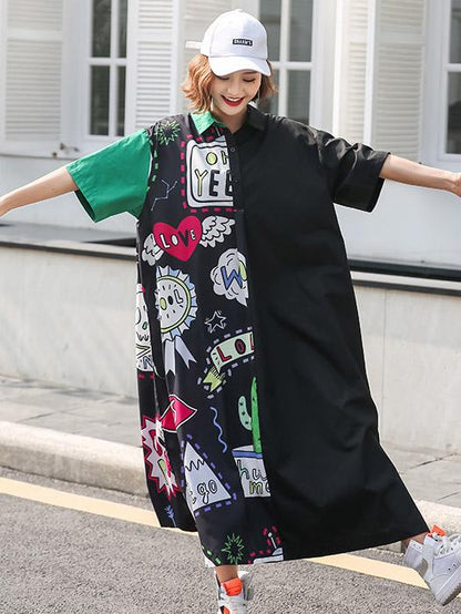 Oversize Printed Split-joint Dress