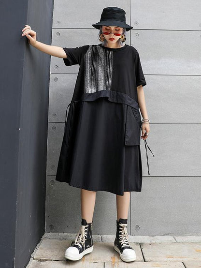 Loose Oversize Split-joint  Short Sleeves Dress