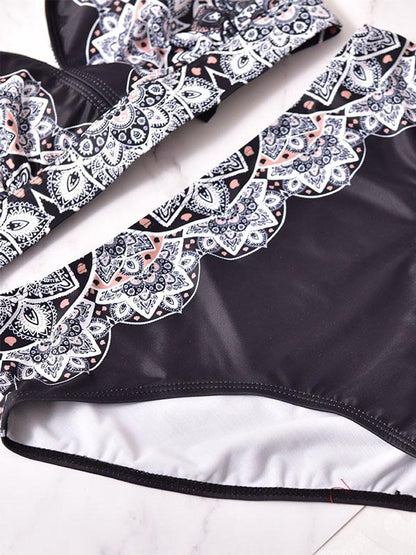 Plus Size Lace Up Bikini Swimsuit