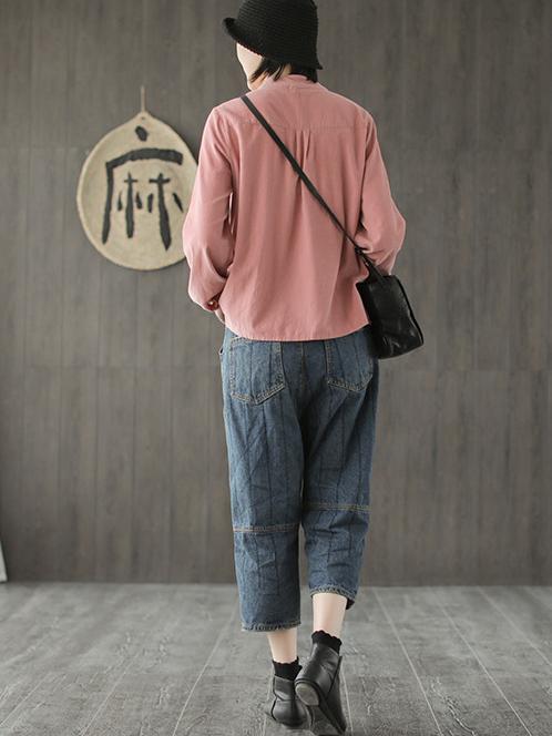 Corduroy Loose Fresh Solid Blouse Top