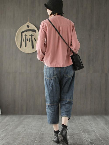 Corduroy Loose Fresh Solid Blouse Top