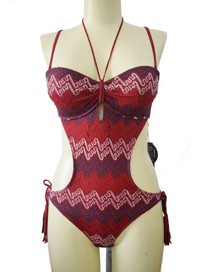 Stripe Knot Side One-piece Swimwear