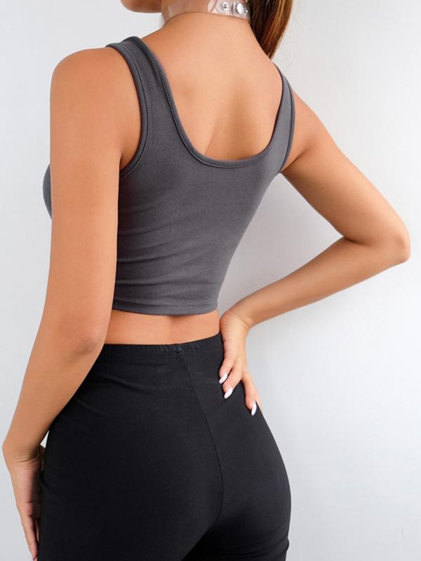 Solid Wrap Sleeveless Sports Bra