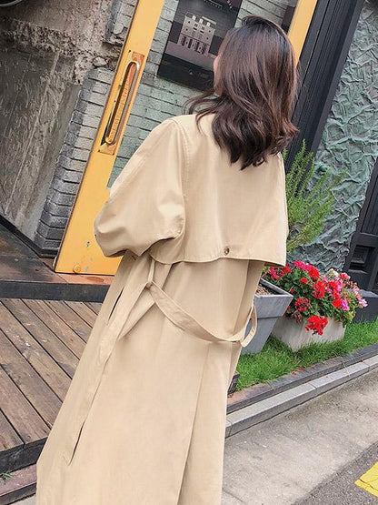 Casual Chic Khaki Long Coat
