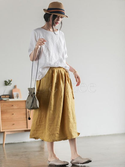 Literary Linen Split-side Skirt
