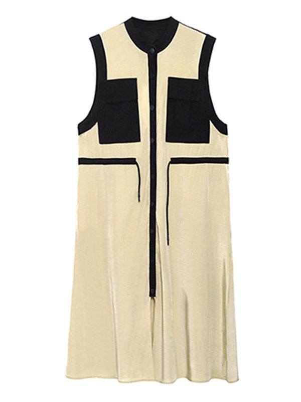Original Sleeveless Drawstring H-Line Midi Dress
