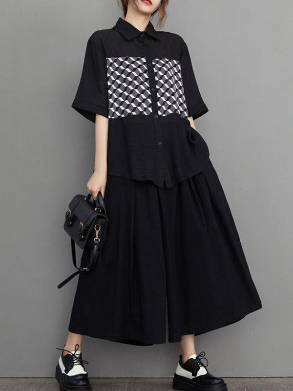 Original Contrast Color Printed Blouse