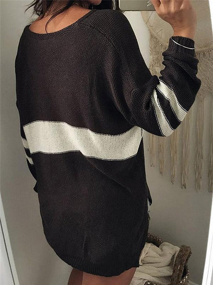 V-neck Hollow Striped Sweater Tops