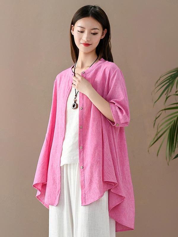 Vintage Irregularity Solid Blouses&Shirts Tops