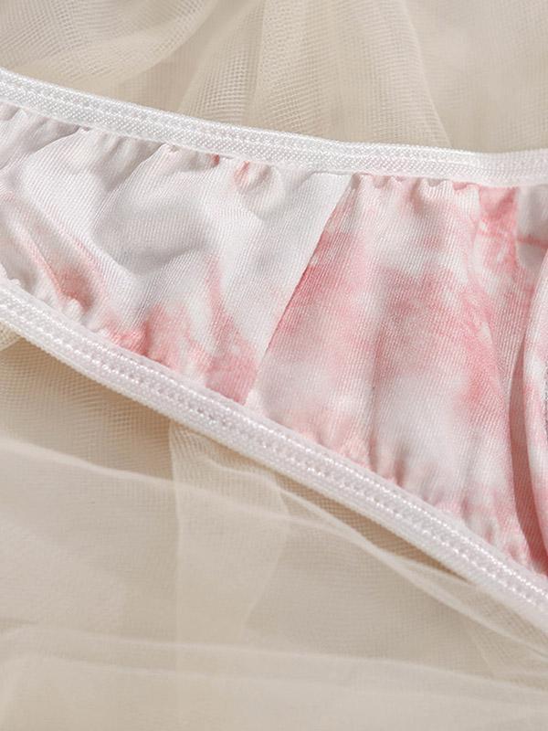 Gradient Printed Chain Embellished Underwired Bodysuit Lingerie