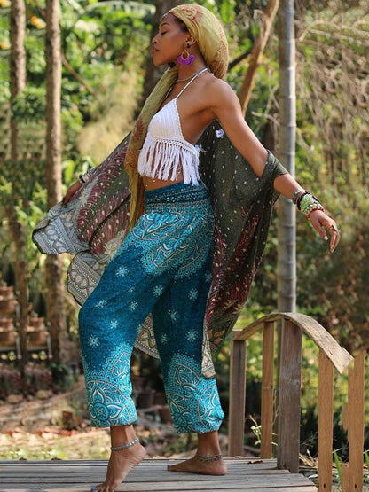 Fashion 4 Colors Elastic Waist Wide Leg Casual Pants