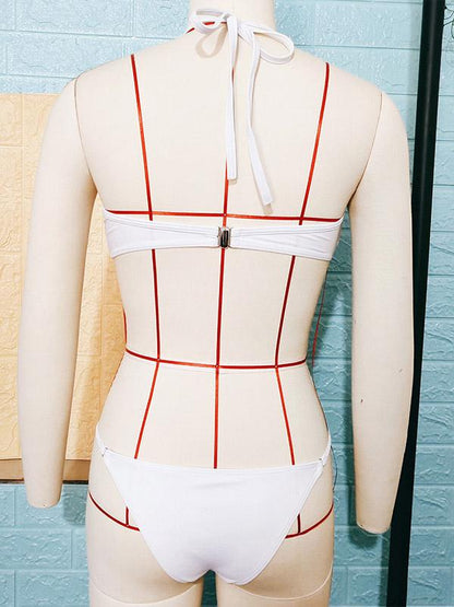 Hollow Lattice Plunging Sexy One Piece Swimsuit