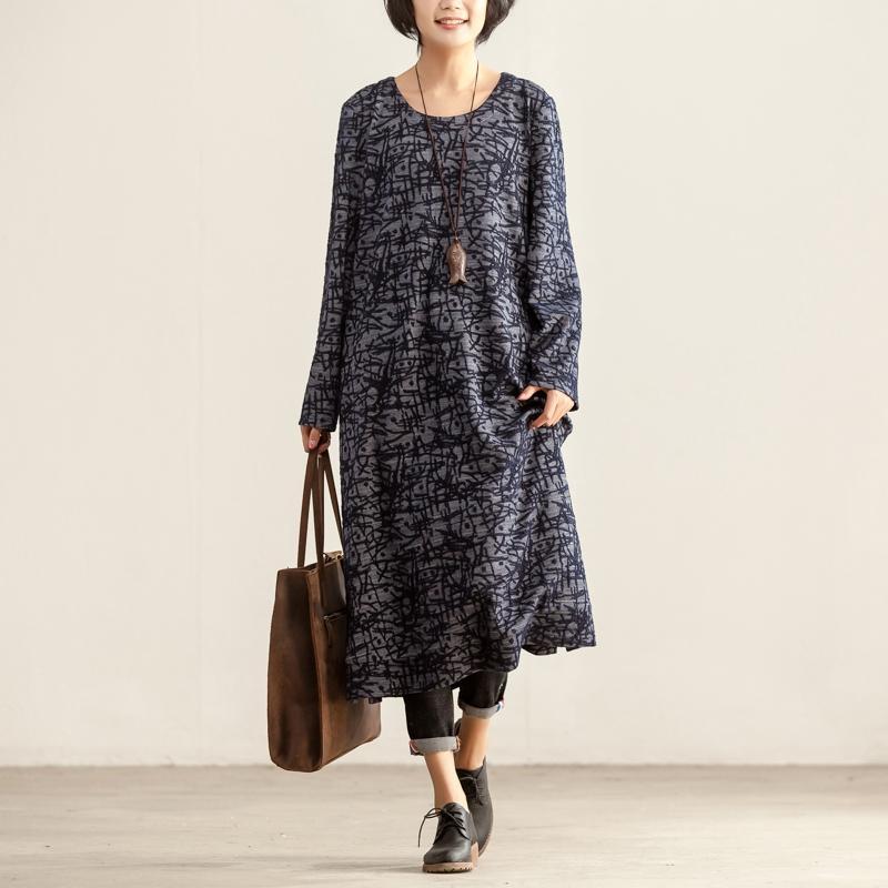Casual Round Neck Long Sleeve Women Autumn Winter Dress