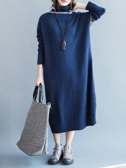 Casual Long Dress in Dark Blue or Light Blue Color