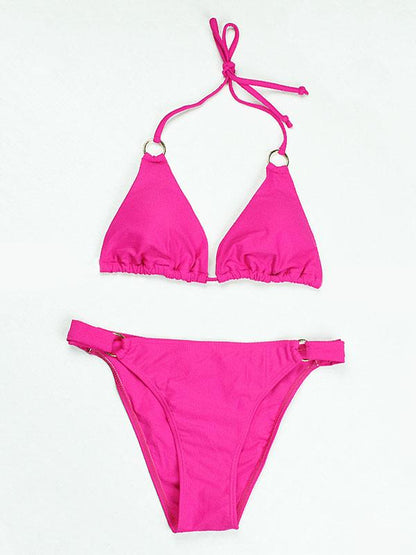 Sexy Triangles Iron Ring Split Bikini Swimsuit