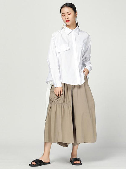 Loose Wide-leg Designed Cotton Pants