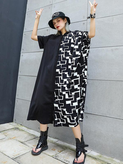 Chiffon Oversize Lapel Split-joint Dress