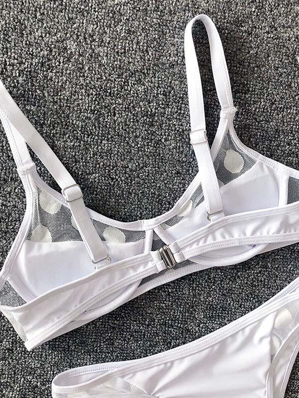 Solid Color Split-Joint Underwired Split Bikini Swimsuit