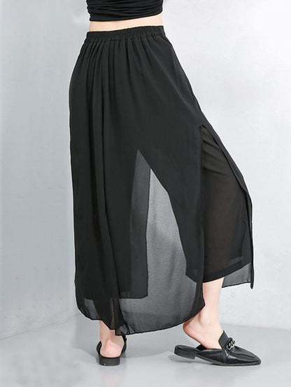 Chiffon False-Two Wide Leg Pants