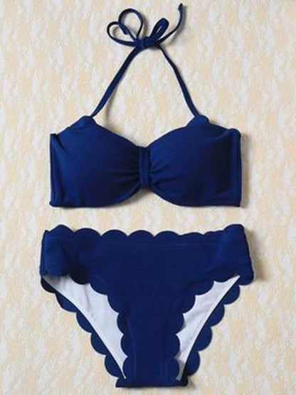 Fashion Bandeau Plain Bikinis Swimwear