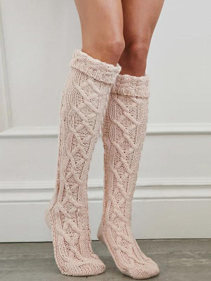 Knitting Over Knee-high Leg Warmer Stocking