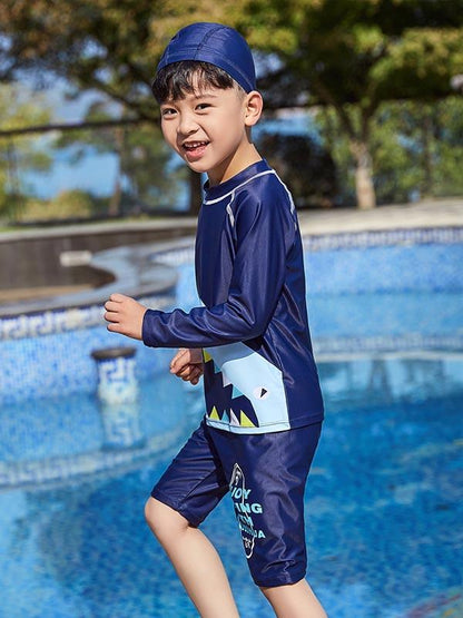 AONIHUA Navy Blue Boy Swimwears