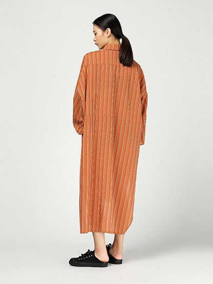Casual Cutting Sleeve Stripped Shirt Dress