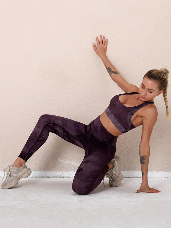 Tie-Dyed Bra&Leggings Suits