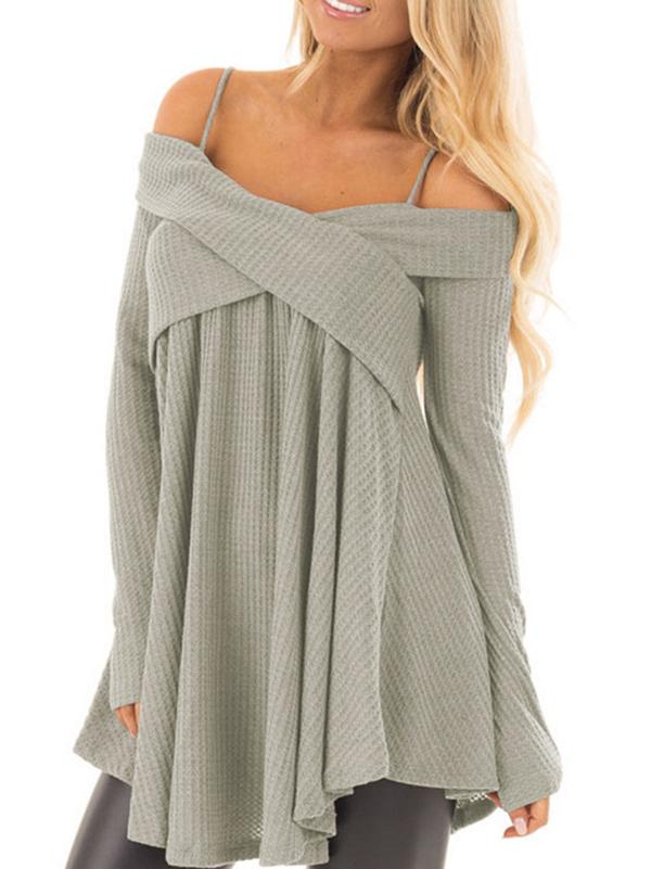 7 Colors Off-the-shoulder Blouses&Shirts Tops